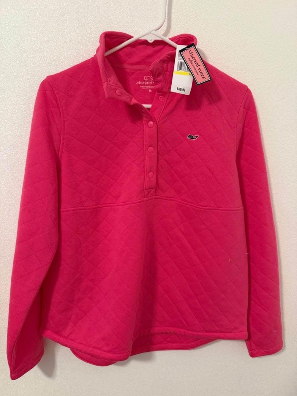 Vineyard Vines Quilted Snap Pullover - Hot Pink